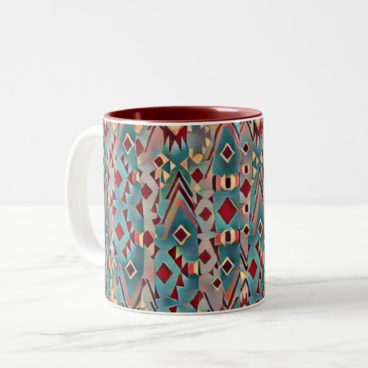 Abstrakter Boho-Aztek Zweifarbige Tasse (Vorderseite Links)