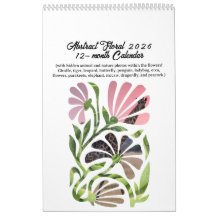Abstrakter Boho-Botanik-Natur-Kalender 2026 12-Mon
