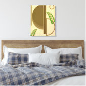 Abstrakter Boho-Geometrischer Bogen & Blätter Beig Leinwanddruck (Insitu (Schlafzimmer))