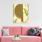 Abstrakter Boho-Geometrischer Bogen & Blätter Beig Leinwanddruck (Insitu (Wohnzimmer))