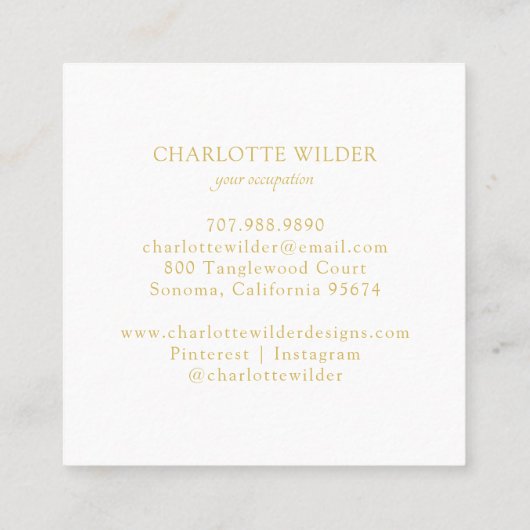 Abstrakter Boho Gold Foil Circle Square Rot Quadratische Visitenkarte (Rückseite)