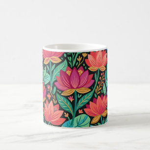 Abstrakter Boho-Lotus-Schmetterlinge-Kaffeebecher Kaffeetasse