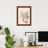 Abstrakter Boho Style Foliage Leaf Botanisch Poster (Heimbüro)