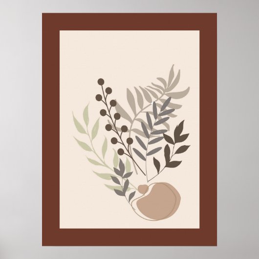 Abstrakter Boho Style Foliage Leaf Botanisch Poster (Vorne)