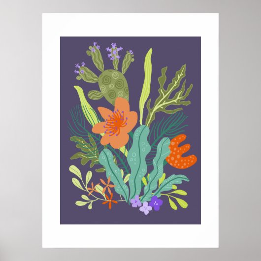 Abstrakter Boho-Wüste-Blume-Plakatdruck Poster (Vorne)