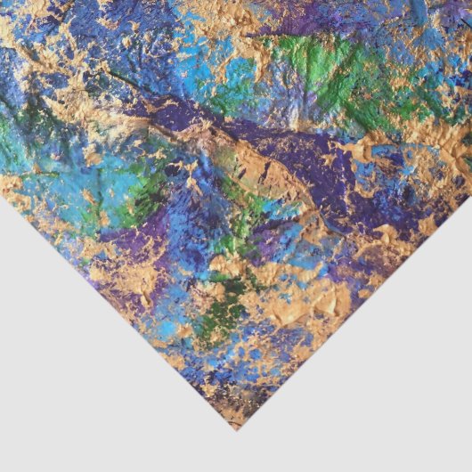 Abstrakter BohoGold Blue Lila Texturierte Wirkung Seidenpapier (Ausschnitt)