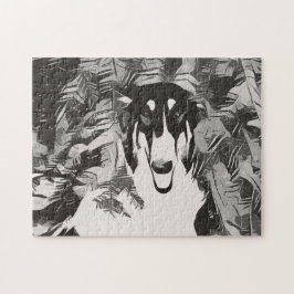 Abstrakter Borzoi im Kiefernwald Puzzle