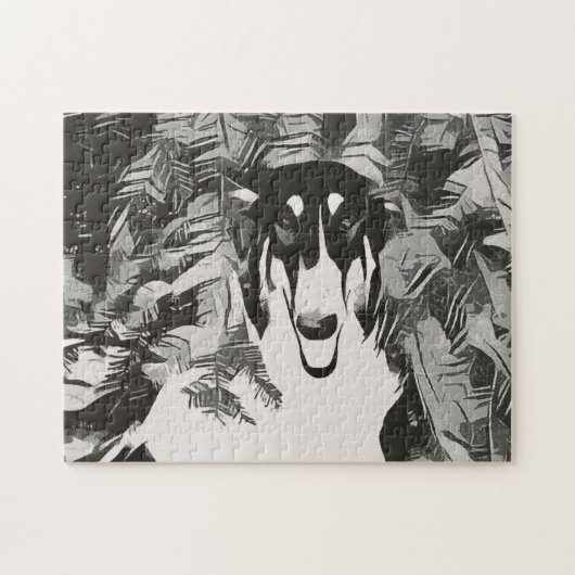 Abstrakter Borzoi im Kiefernwald Puzzle (Horizontal)