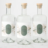 Abstrakter botanischer Eukalyptus Modernes Monogra Alkoholflaschenetikett (Flaschen)
