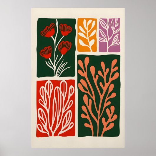Abstrakter Botanischer Kunstprint Boho Floral Poster (Vorne)