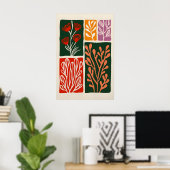 Abstrakter Botanischer Kunstprint Boho Floral Poster (Heimbüro)