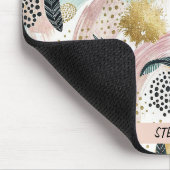 Abstrakter botanischer Pinselstrich und Gold Mousepad (Ecke)