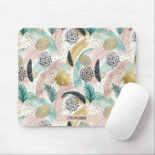 Abstrakter botanischer Pinselstrich und Gold Mousepad (Mit Mouse)