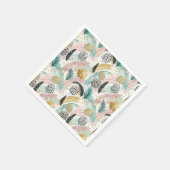 Abstrakter botanischer Pinselstrich und Gold Serviette (Ecke)