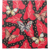 Abstrakter Botanischer Schmetterling Duschvorhang (Vorderseite)