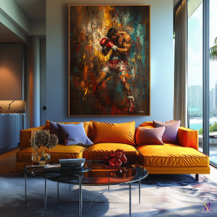 Abstrakter Boxer in Aktion - Kraftvolle Sportkunst Leinwanddruck