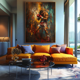 Abstrakter Boxer in Aktion - Leistungsstarke Sport Leinwanddruck