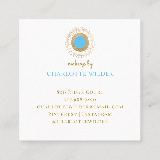 Abstrakter Bronze-Aquamariner Circle Makeup-Künstl Quadratische Visitenkarte (Rückseite)