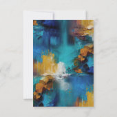 Abstrakter Bronze-Barockstil in Goldblau RSVP Karte (Rückseite)