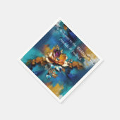 Abstrakter Bronze-Barockstil in Goldblau Serviette (Ecke)