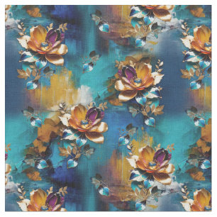 Abstrakter Bronze-Barockstil in Goldblau Stoff