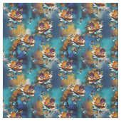 Abstrakter Bronze-Barockstil in Goldblau Stoff (Muster)