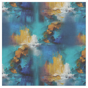 Abstrakter Bronze-Barockstil in Goldblau Stoff