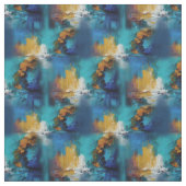 Abstrakter Bronze-Barockstil in Goldblau Stoff (Muster)