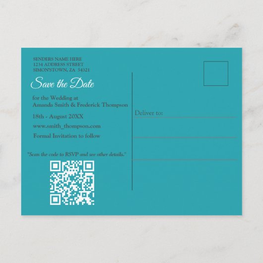 Abstrakter Bronze-Stil, goldblau, barocke Ankündigungspostkarte (Rückseite)