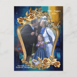 Abstrakter Bronze-Stil, goldblau, barocke Ankündigungspostkarte