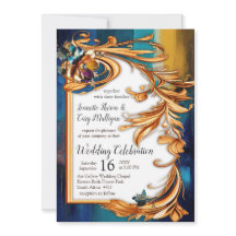 Abstrakter Bronze-Stil, goldblau, barocke