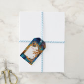 Abstrakter Bronze-Stil, goldblau, barocke Geschenkanhänger (Mit Garn)