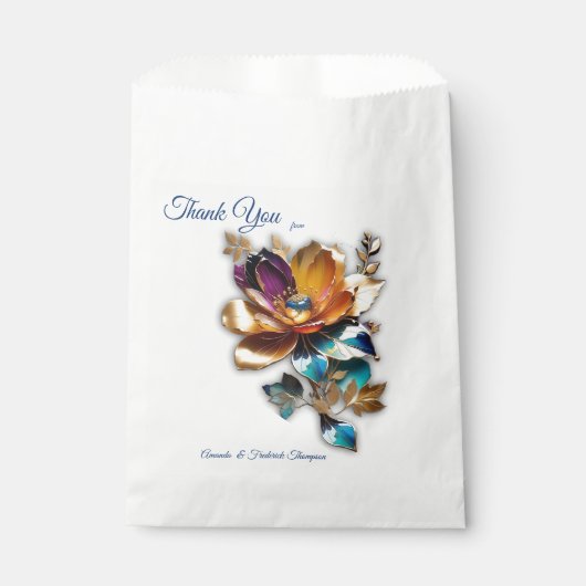 Abstrakter Bronze-Stil, goldblau, barocke Geschenktütchen (Vorderseite)