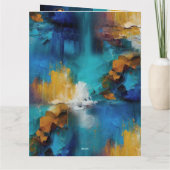 Abstrakter Bronze-Stil, goldblau, barocke Karte (Rückseite)