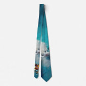 Abstrakter Bronze-Stil, goldblau, barocke Krawatte (Rückseite)