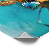 Abstrakter Bronze-Stil, goldblau, barocke Poster (Ecke)