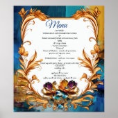 Abstrakter Bronze-Stil, goldblau, barocke Poster (Vorne)