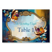 Abstrakter Bronze-Stil, goldblau, barocke Tischnummer (Vorderseite)