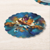 Abstrakter Bronze-Stil, goldblau, barocke Untersetzer (angewinkelt)