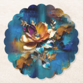 Abstrakter Bronze-Stil, goldblau, barocke Untersetzer (Vorderseite)