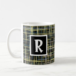Abstrakter Buchstaben Gelb und Blau Kaffeetasse