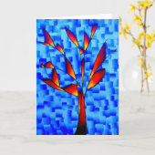 Abstrakter bunter Baum auf blauem Hintergrund Karte (Gelbe Blume)