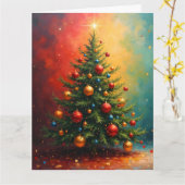 Abstrakter bunter Weihnachtsbaum Karte (Gelbe Blume)