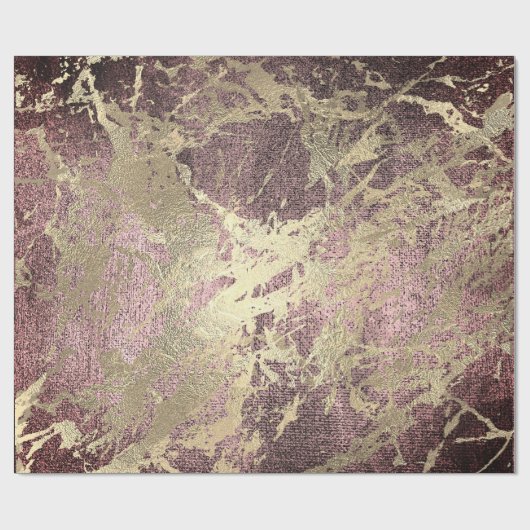 Abstrakter Burgund Paint Golden Metallic Strokes Geschenkpapier (Flach)
