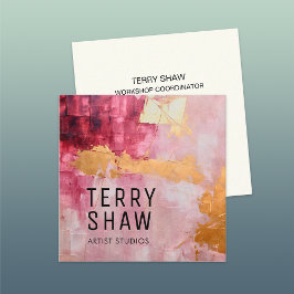 Abstrakter Burgund-Pink-Gold-Paint Quadratische Visitenkarte