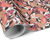 Abstrakter Cartoon Blätter Beeren schwarz Geschenkpapier (Rolleneckpunkt)