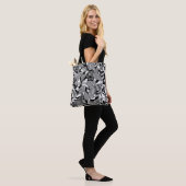 Abstrakter Cartoon Blätter Beeren schwarz Tasche (Am Model)
