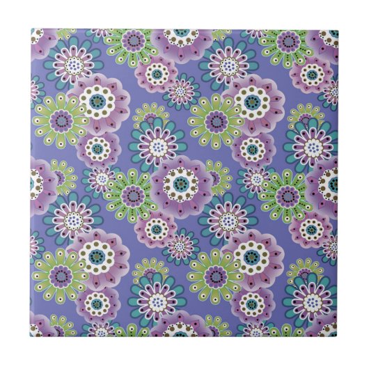 Abstrakter Cartoon Blume Blumenkinder skandinav Fliese (Vorderseite)