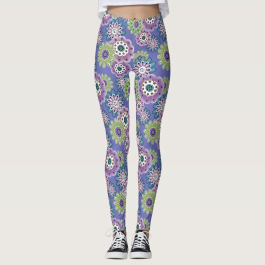 Abstrakter Cartoon Blume Blumenkinder skandinav Leggings (Vorderseite)