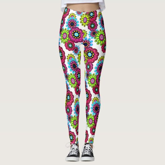 Abstrakter Cartoon Blume Blumenkinder skandinav Leggings (Vorderseite)